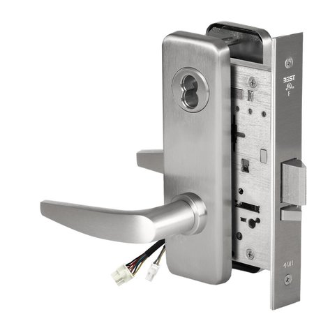 BEST Fail Secure, 24V, Electrified Mortise Lock, 16 Lever, J Escutcheon, Request to Exit, Satin Chrome 45HW7DEU16J626RQE